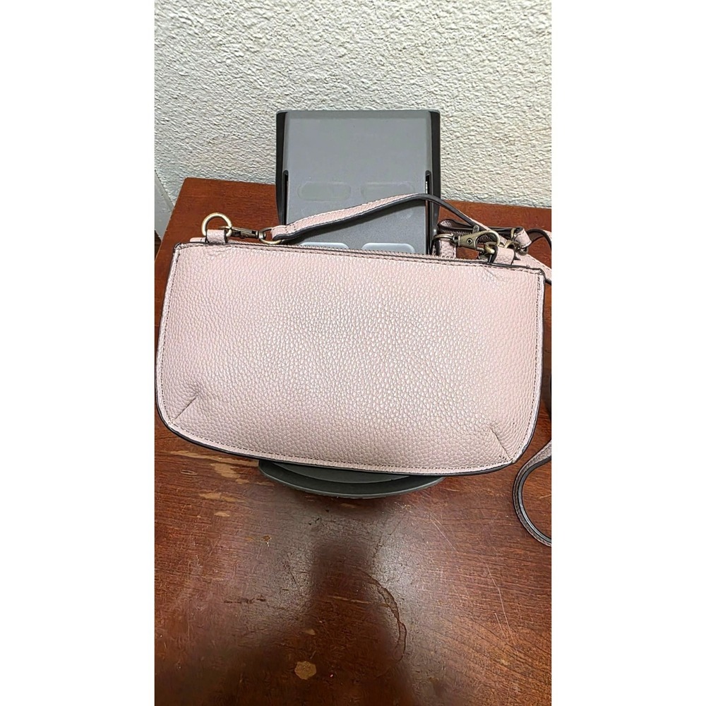 Joy Fux Leather Crossbody Clutch Bag Light Pink Adjustable Strap - Picture 2 of 6